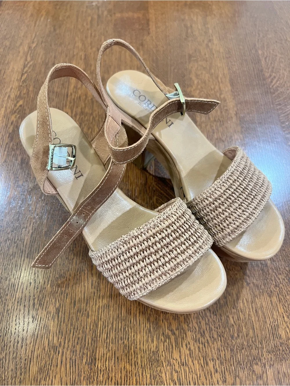 Cordani Liona Raffia Platform Sandal Size 7.5